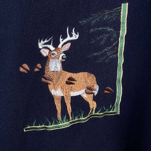 Peanut Butter & Jelly Pullover Women Extra Large XL Embroidered Deer Fleece Blue - Picture 3 of 10